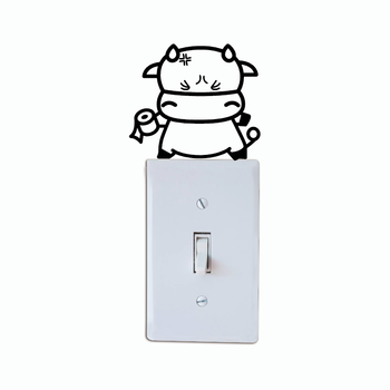 Cow-4 Creative Cow Vinyl Light Switch Sticker Funny Cartoon Animal Wall Sticker for Kids Room Home Wallpaper